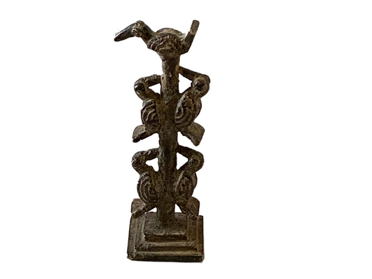 #2225 Superb Gan Bronze Gold Weight Ornate w/Birds Burkina Faso 2.75" H