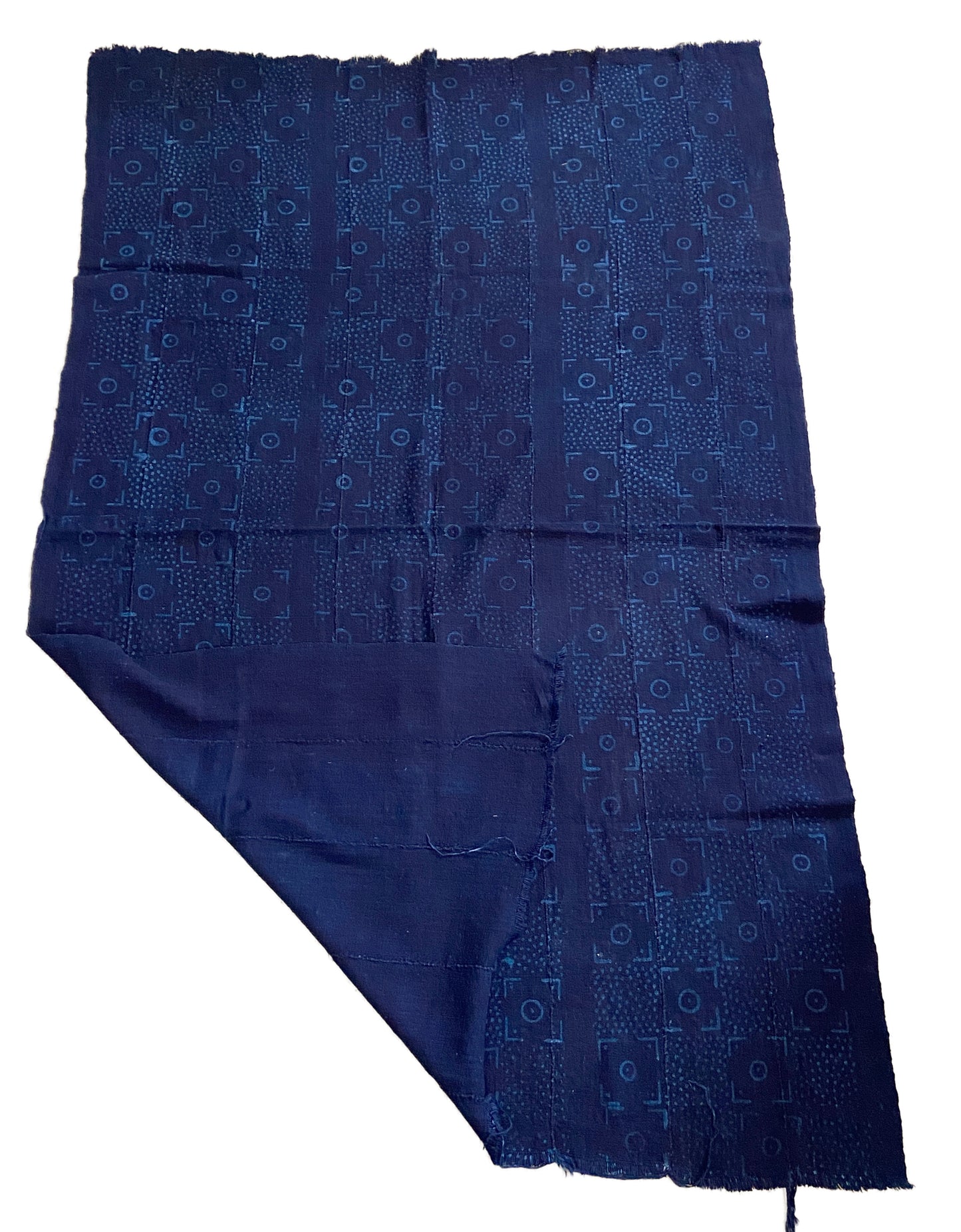 Superb Vtg Mali Indigo Mud Cloth Textile 38" by 59.5"  #3402