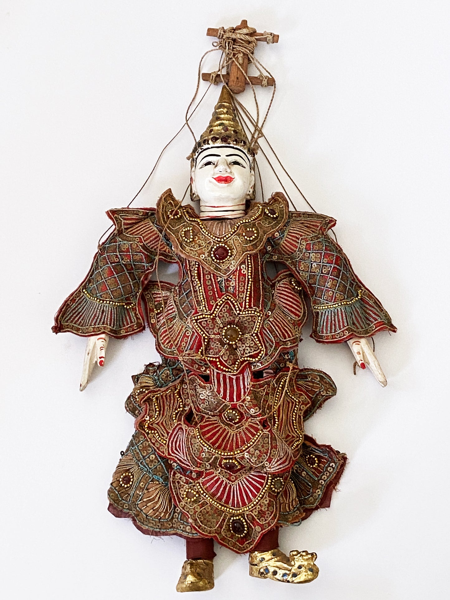 #1804 Ornate Burmese Asian Opera Puppet Marionette 18.5" H