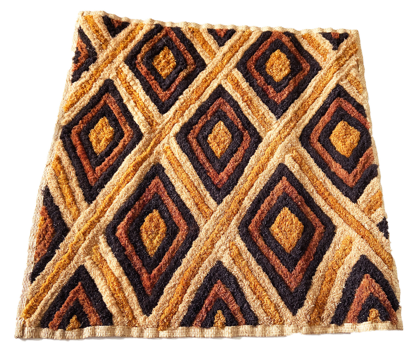 #2101 African Kuba Kasai Velvet Raffia Textile Zaire 22.25 "by 23"
