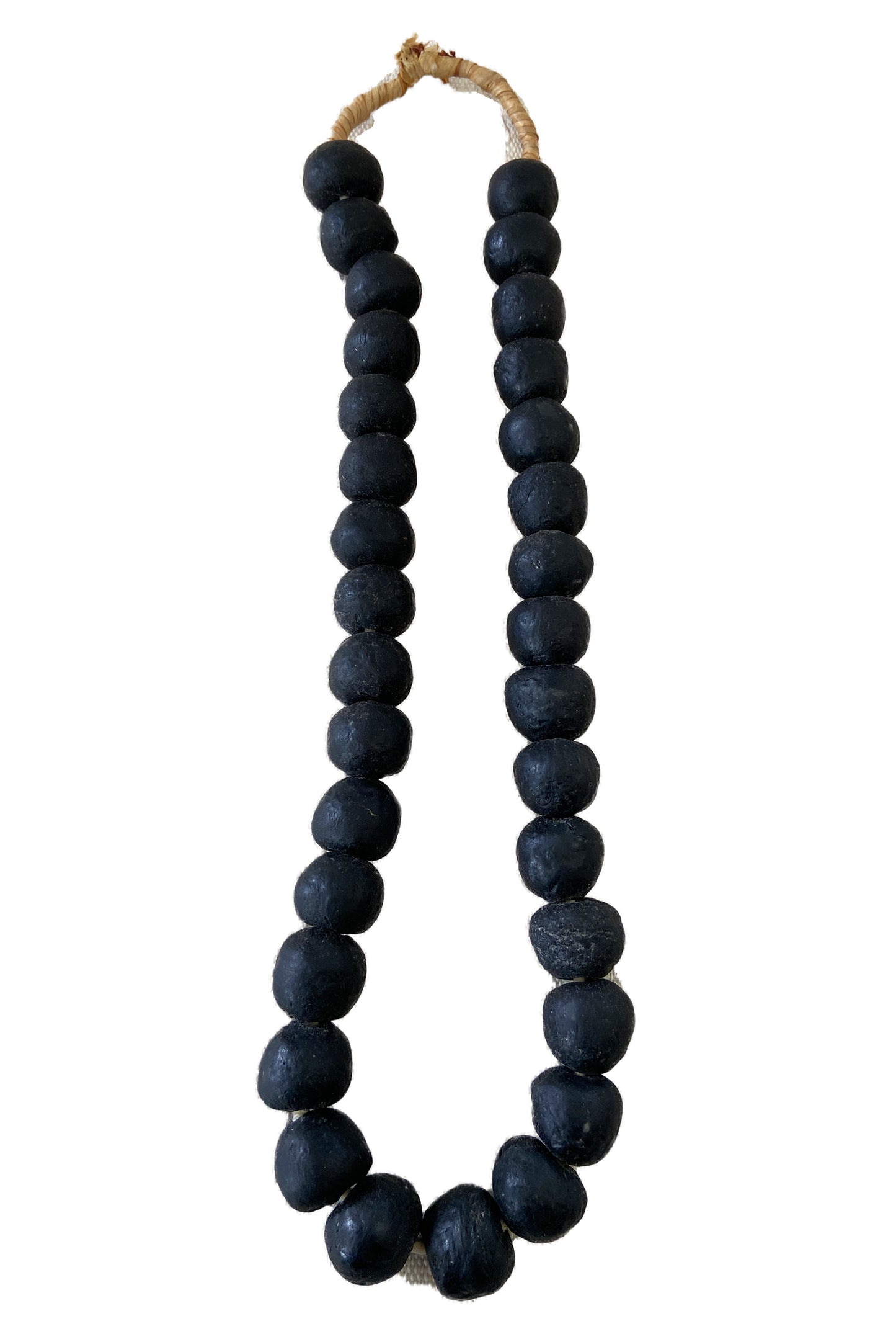 #1850 African Jumbo GlassTrading Beads Necklace 28" H