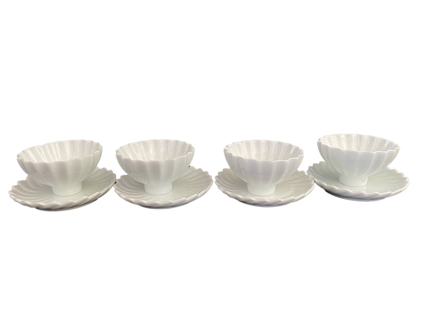 #3984 Chinoiserie Blanc de Chine  Flower Shaped Tea Cups S/4