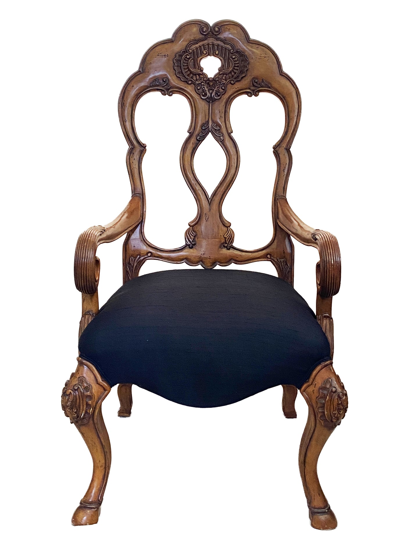 #3727 Venetian Style Wood Arm Chair With Silk