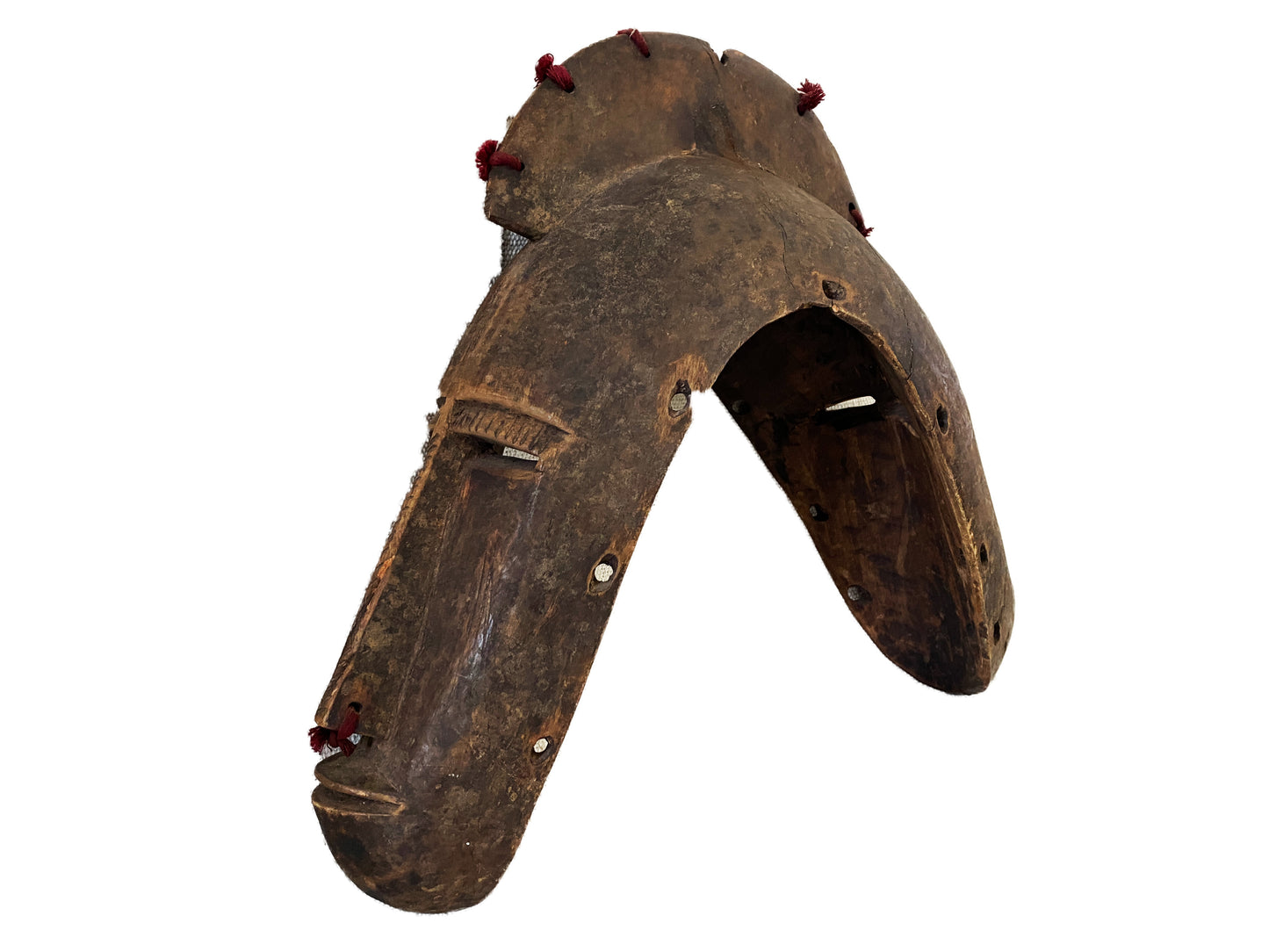 #3234 Superb Old Marka Janus-Faced Mask Mali African w/iron mask 15.5" H