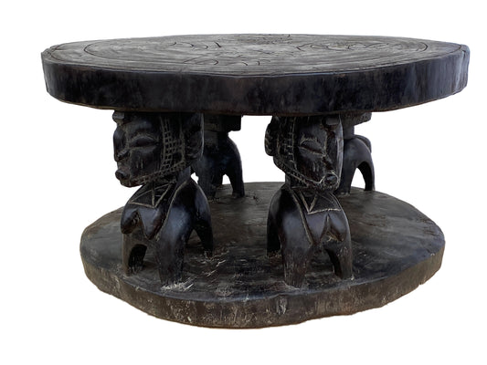 #4215 Superb Rare Old African Carved wood  Baga  Stool/Table  Guinea 24" D
