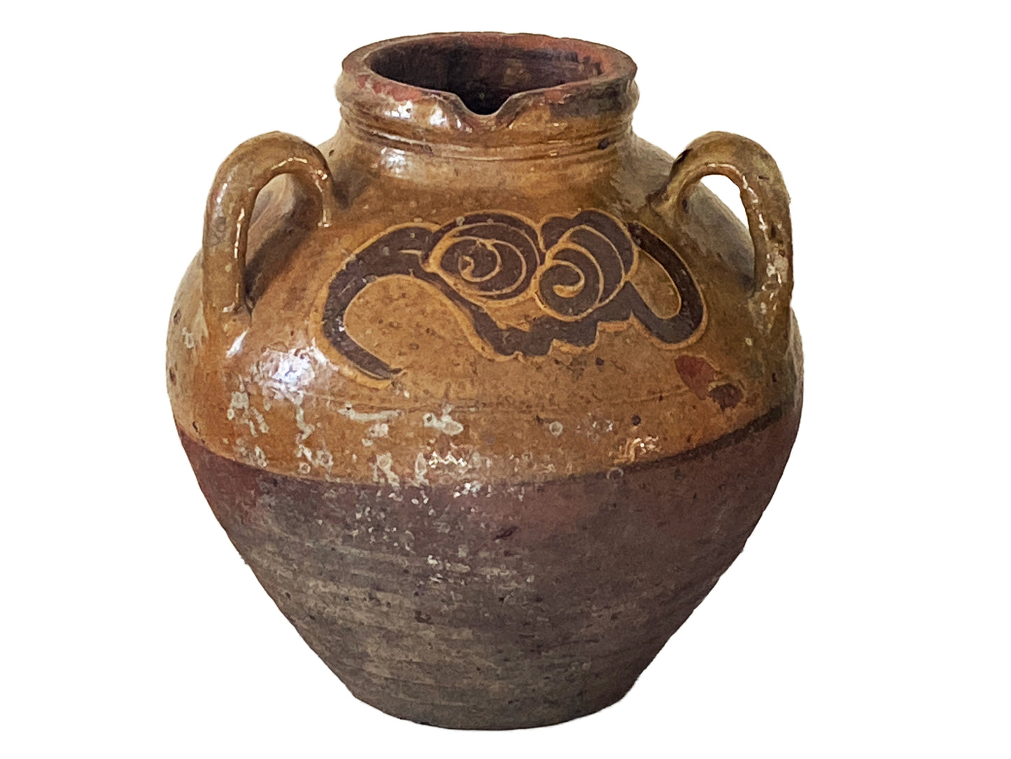 #3455 Old Asian Earthenware Pottery Storage Jar