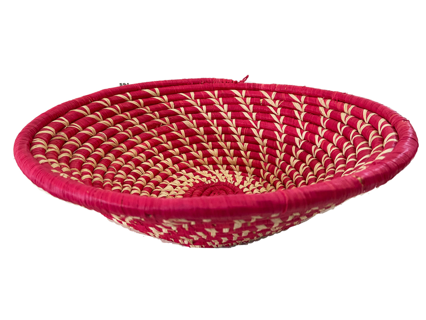 #1839 Handmade Woven East African Burundi Basket 12.5"d by 3.75" H