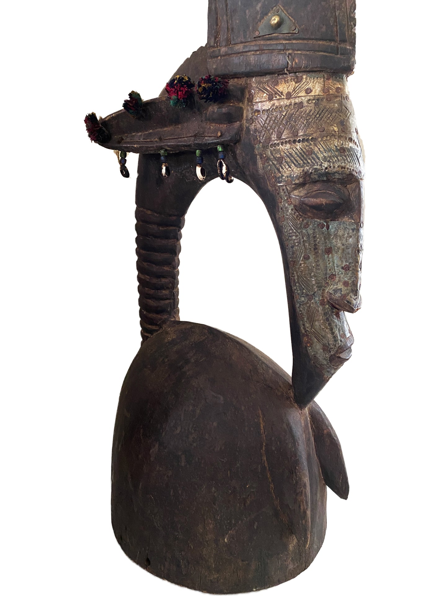 #3659 Lg Bamana Female Antelope Chiwara Helmet Mali African Art 30.75" H