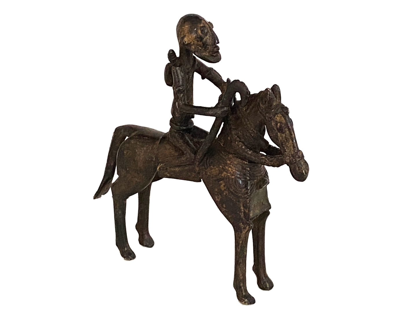 # 3432/35  Superb African Dogon Bronze Horseman