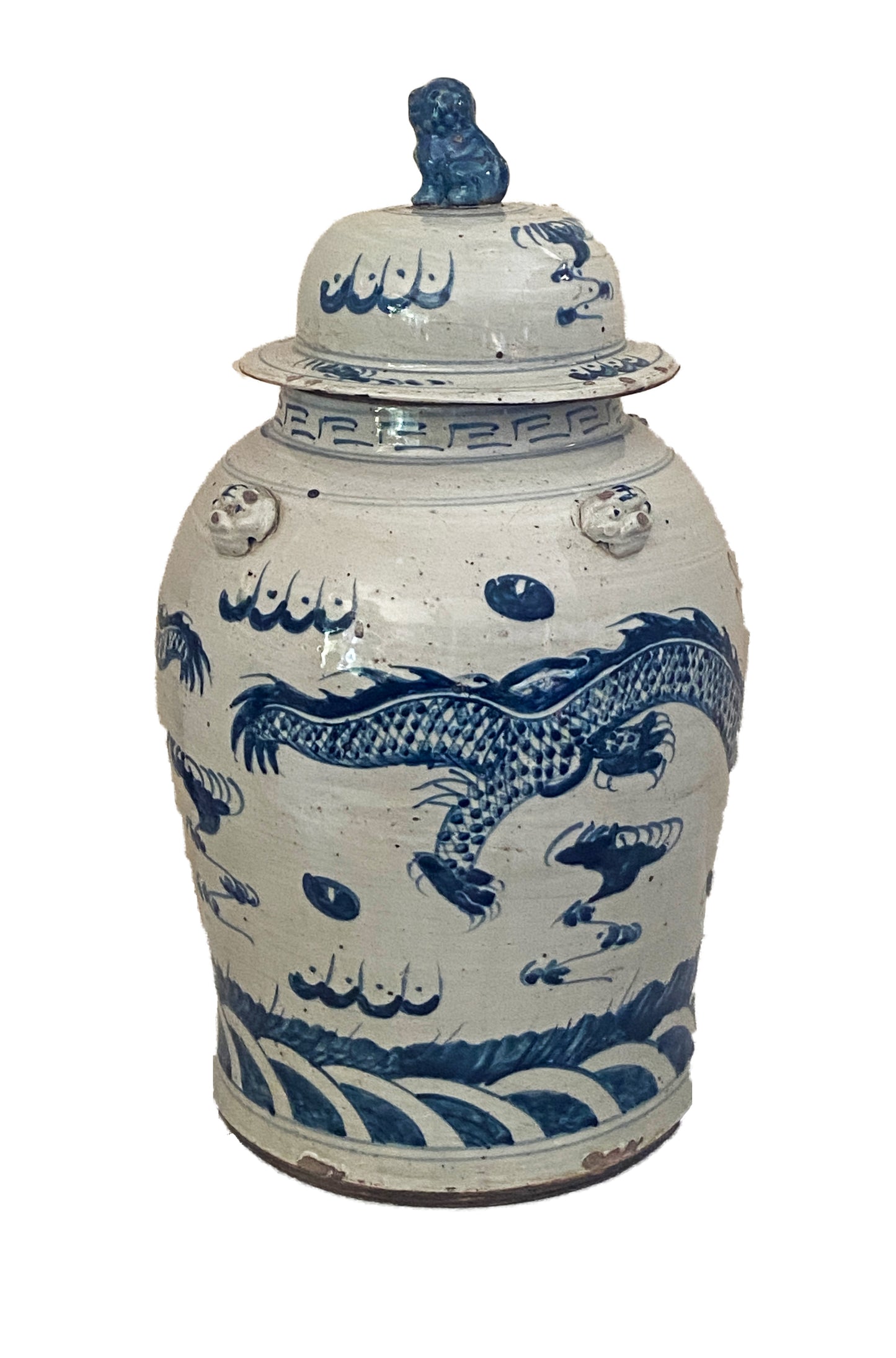 #3689 Chinoiserie B & W Porcelain Ginger Jar