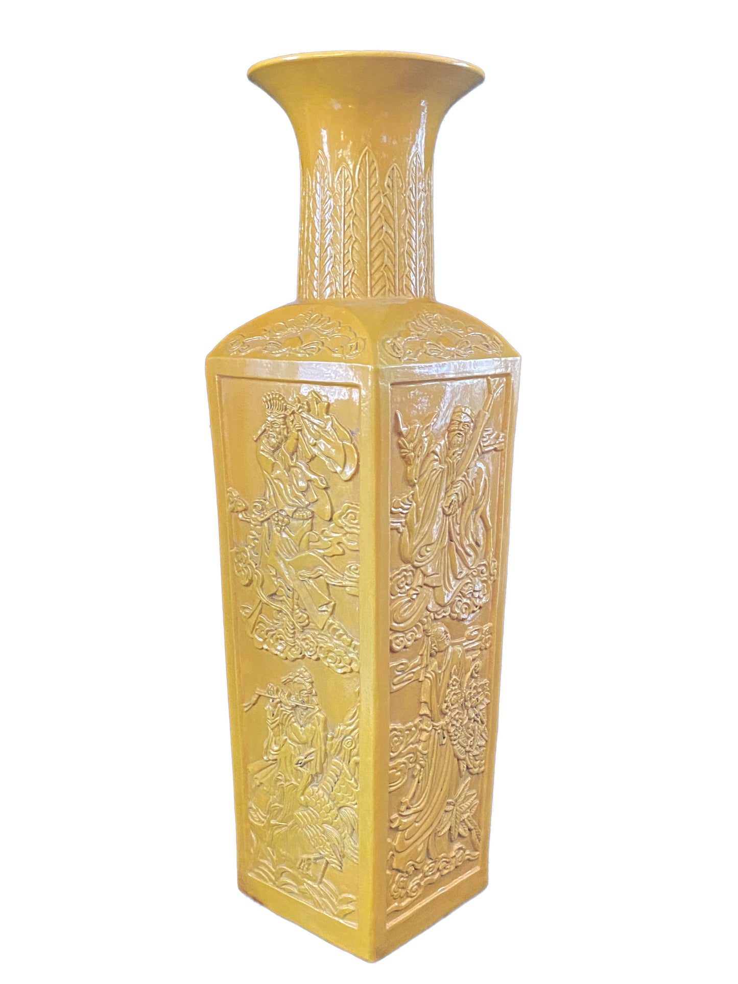 #3171 Chinoiserie Large Famille Jaune Style Vase.25"H