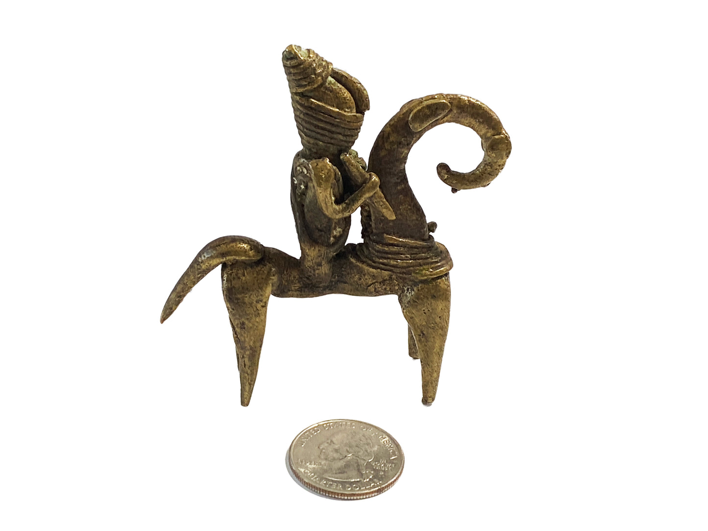 #4157 African Dogon Bronze Horseman Gold Weight Mali  3" H