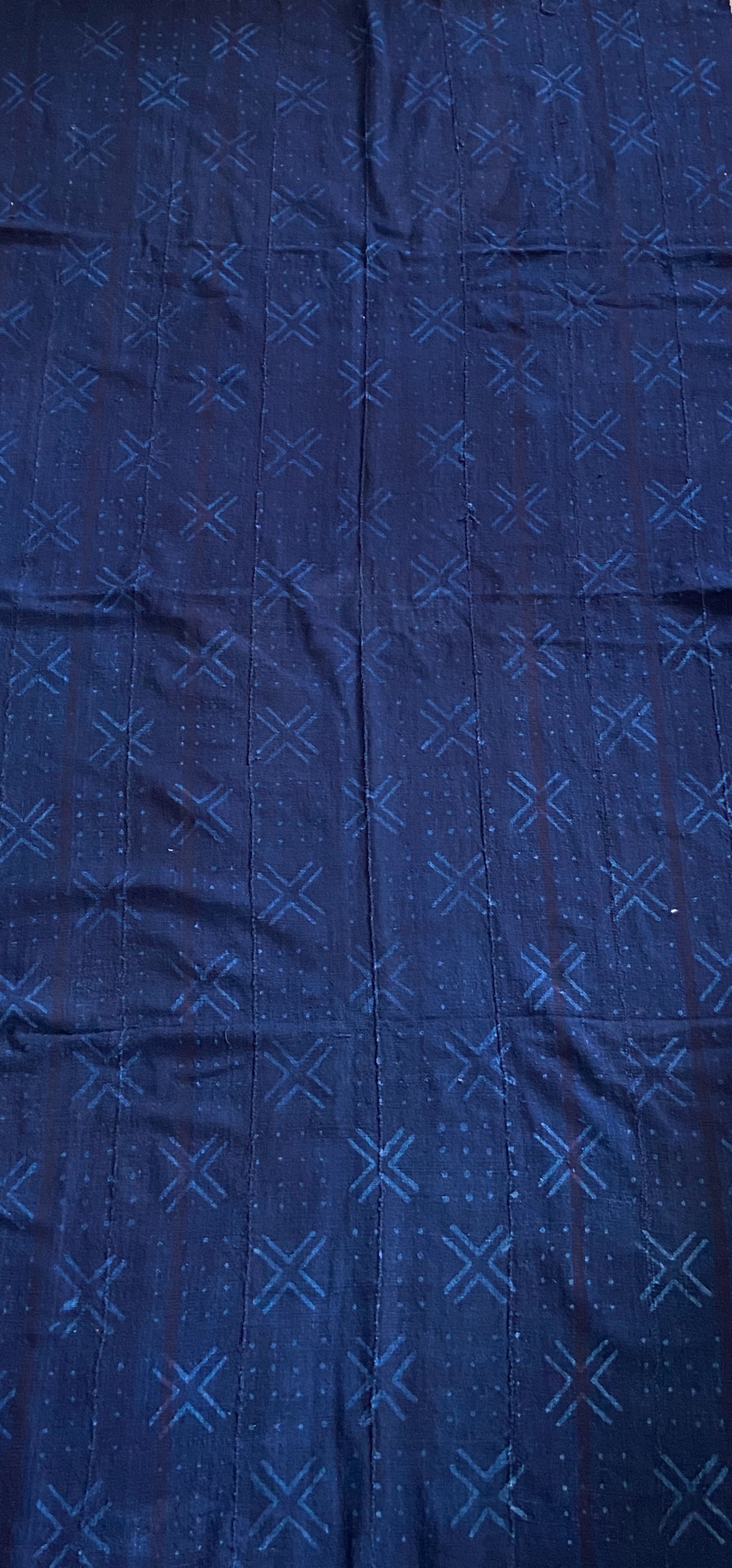 Vtg Mali Indigo Mud Cloth Textile 37" by 69" #3399