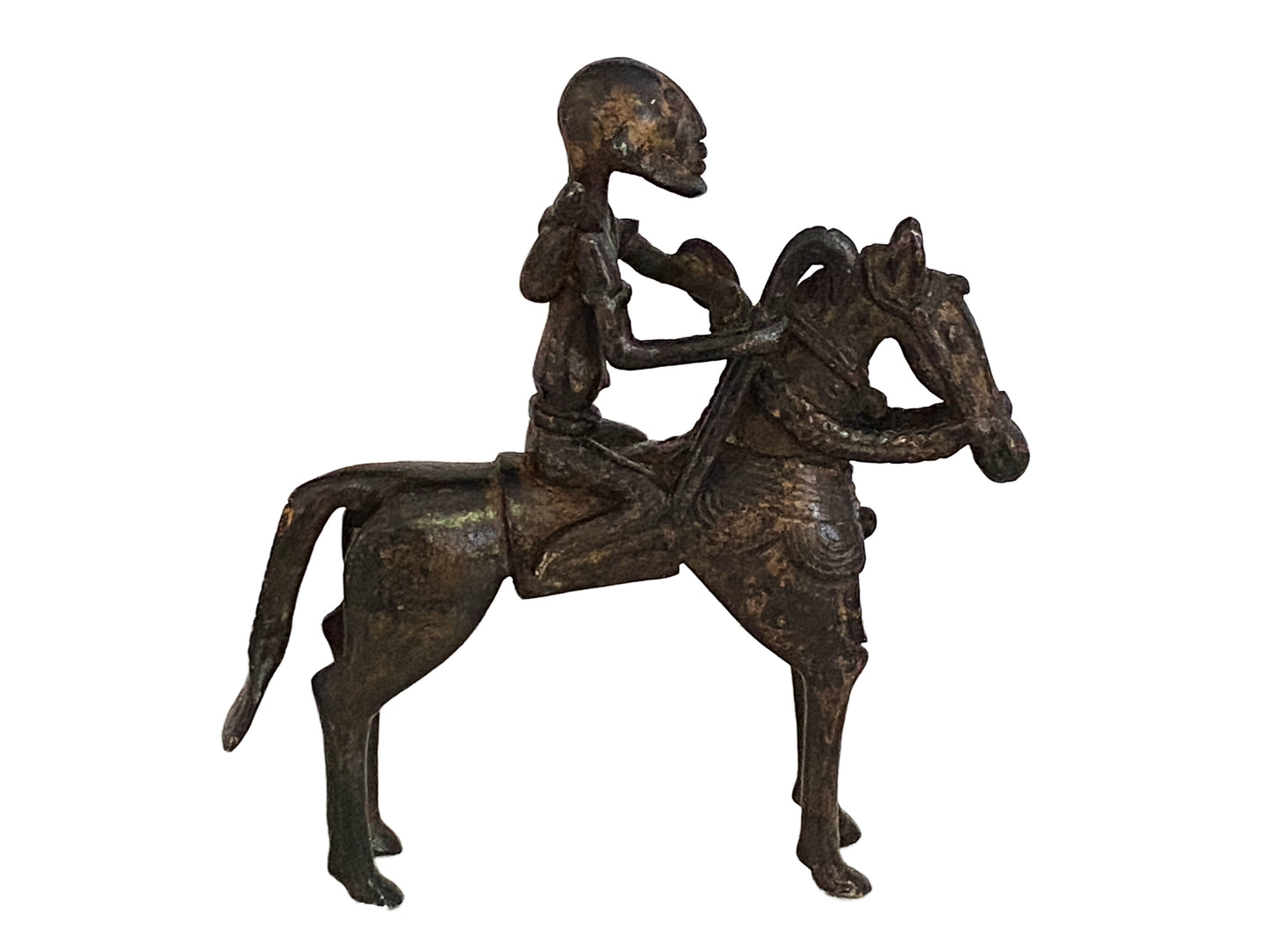 # 3432/35  Superb African Dogon Bronze Horseman