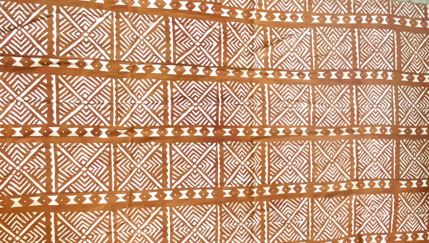 Brown & White Mud Cloth Textile Mali 40" by 66" #3386