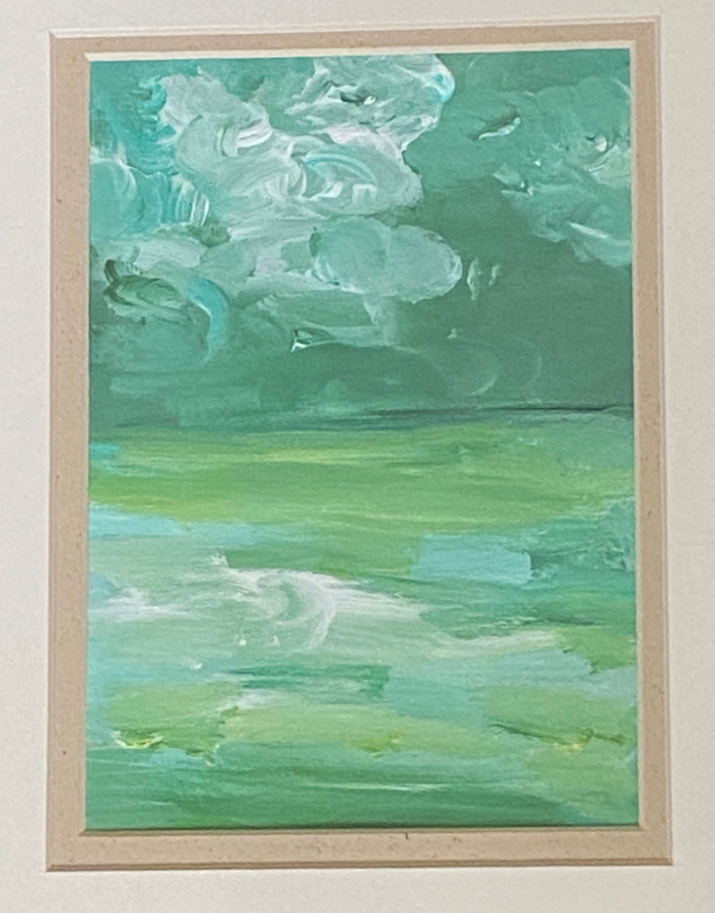 #4984 Acrylic Landscape on Paper Framed Abstract 15.5" by 12.5" By YJR