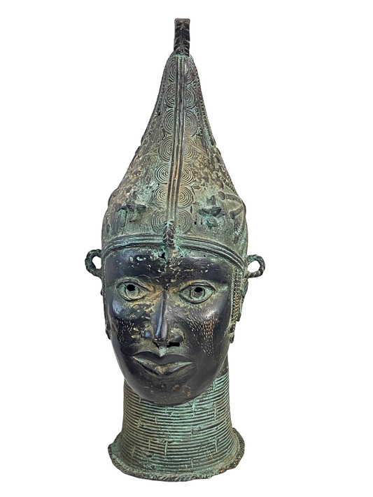 #4184  Large  Benin Bronze  Head of a Queen Nigeria 20" H