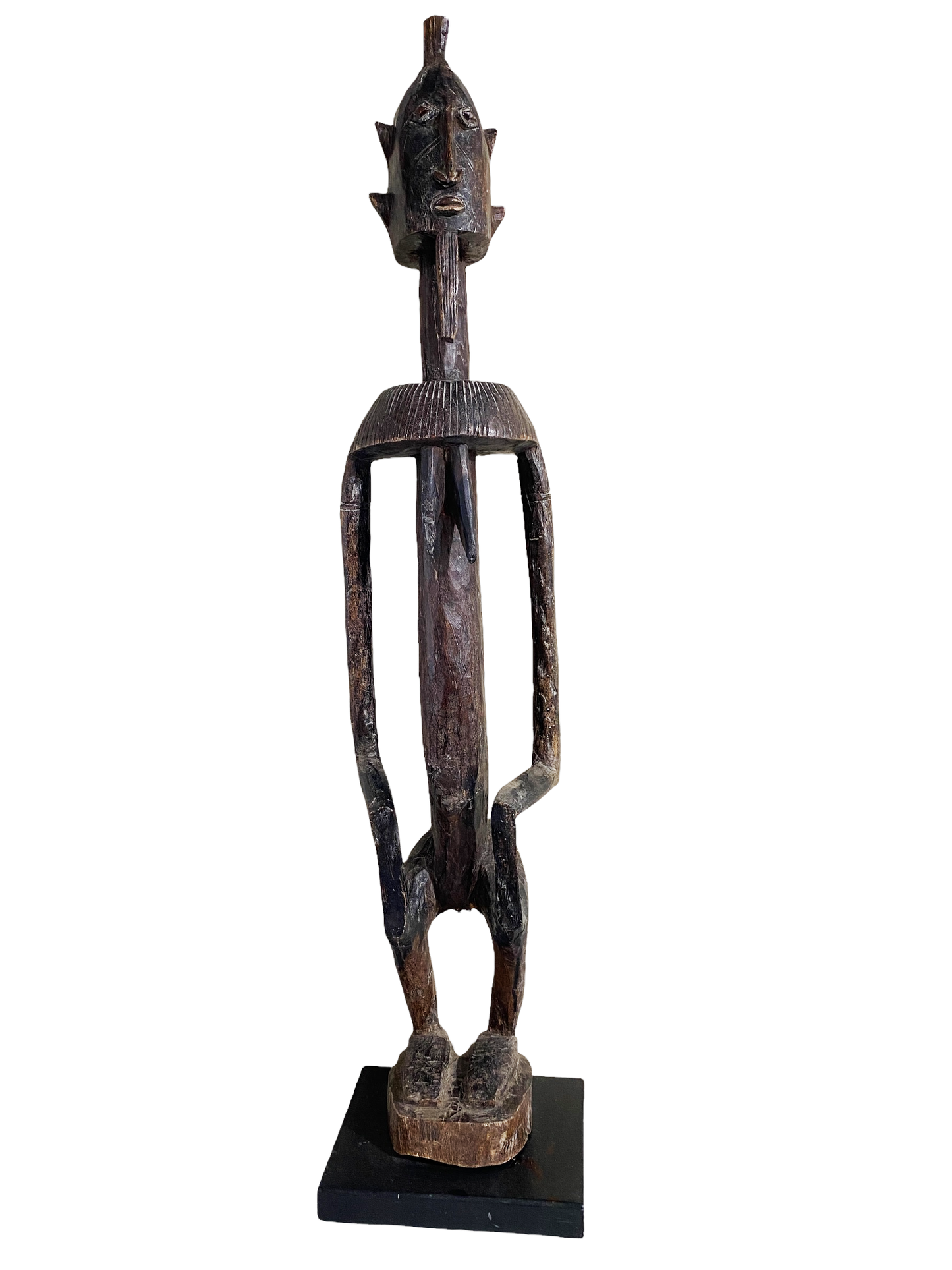 #4523  Old Dogon Standing Female Figure Mali African 43" H on Custom Stand