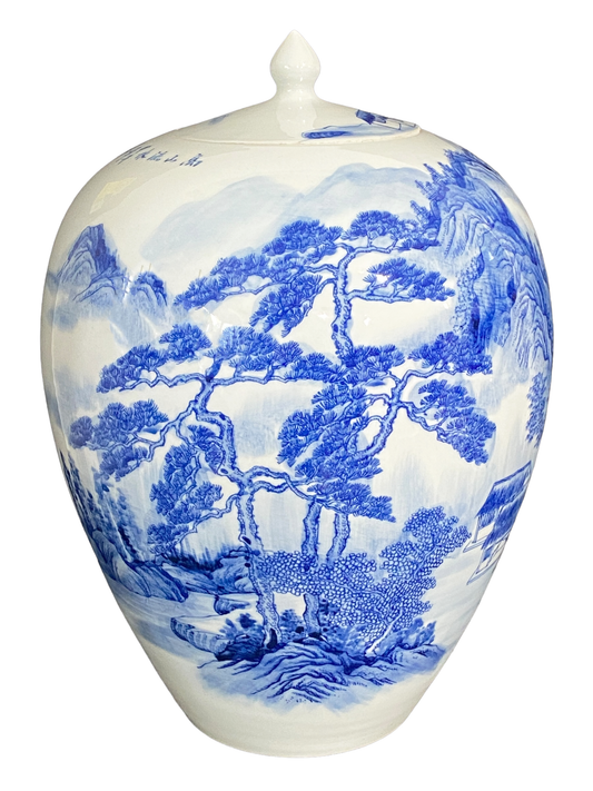 #712  Chinese Blue & White Porcelain Ginger Jar 15.5" H