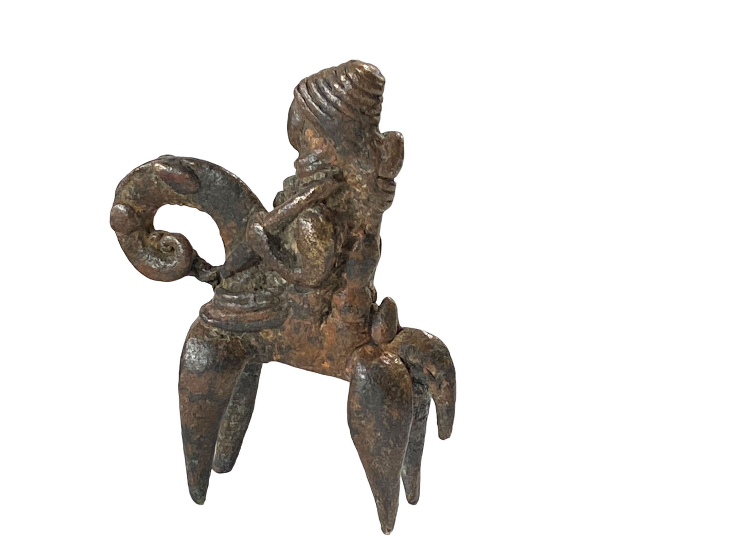 #5347 African Dogon Bronze Horseman Gold Weight Mali 2.75" H