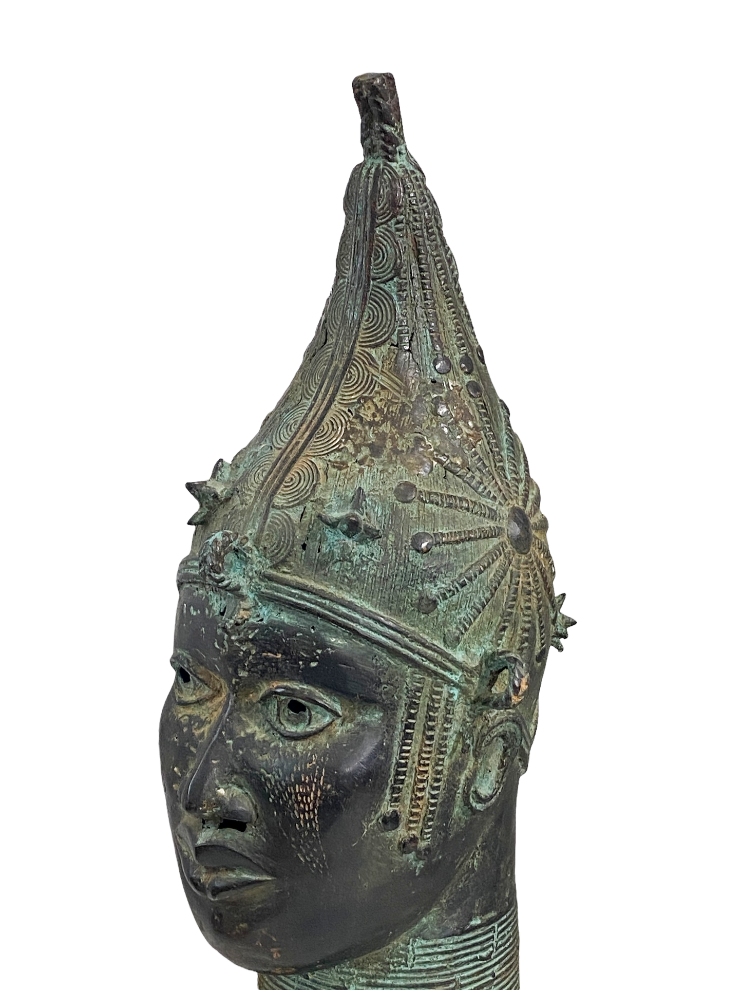 #4184  Large  Benin Bronze  Head of a Queen Nigeria 20" H