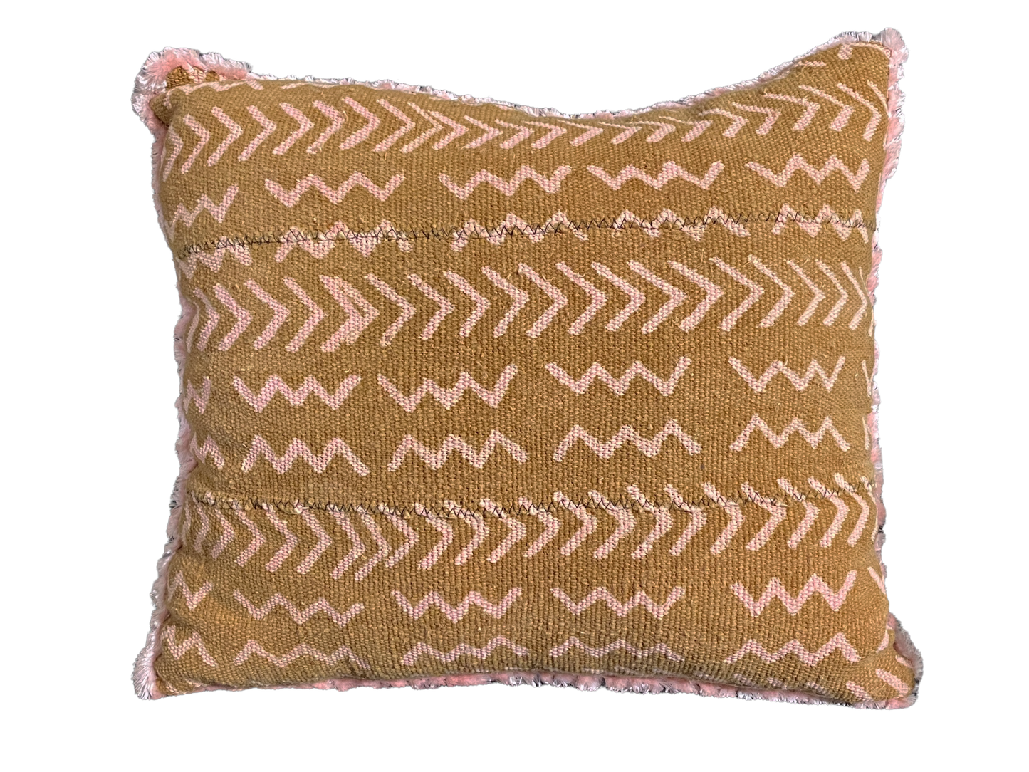 #4806 Contemporary Brown & Pink Pillow Made from Vintage Bogolan African Mali Mud Cloth