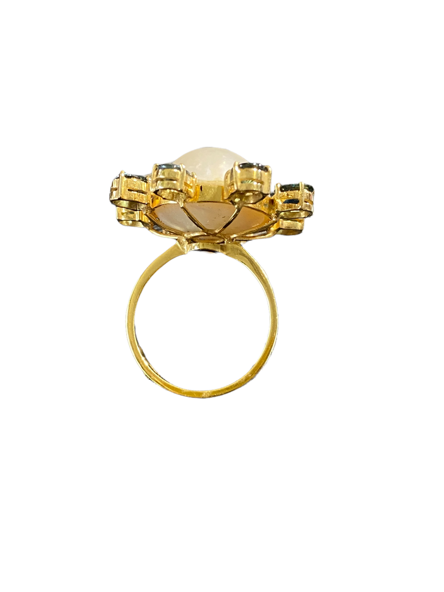 #2013 Retro 18 KT  Yellow Gold Maube Pearl & Sapphire  Ring