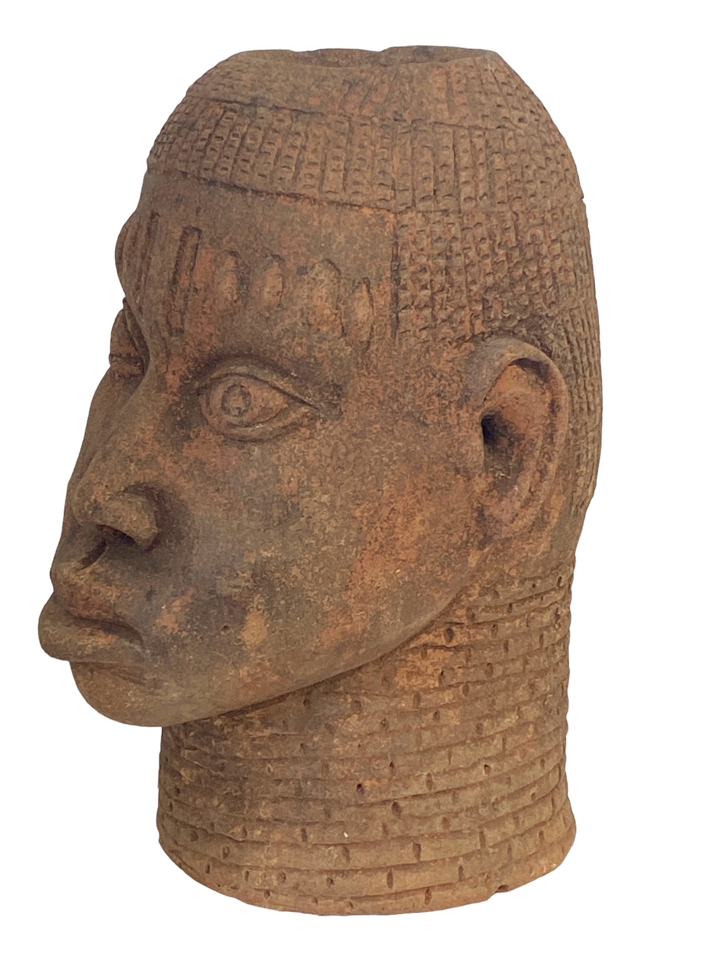 #8356 Large Ife Clay / Terracotta Head of Oni Yoruba Nigeria African 18" H