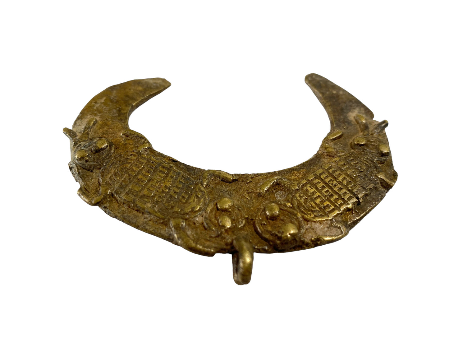 #5345 Amazing Lobi Bronze Amulet Pendant of Turtles Burkina Faso-AFRICA 3.25"W