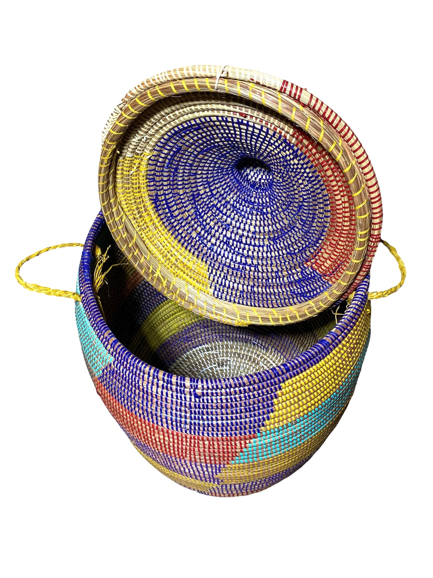 #4584 Lg  Basket with Lid Senegal West Africa 28" H