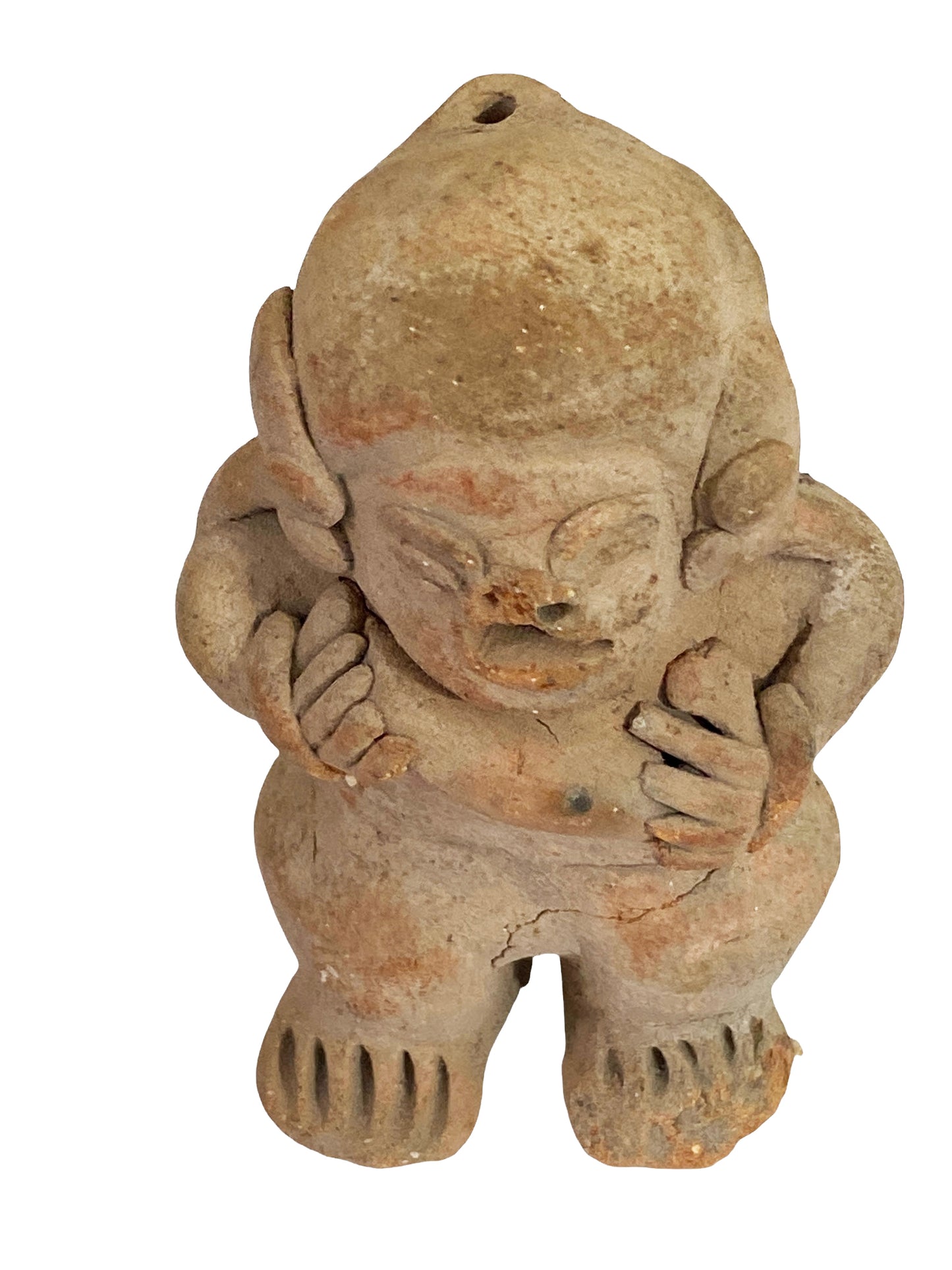 #4622 Rare Pre-Columbian - Jama Coaque Male Figure Holding a Ball