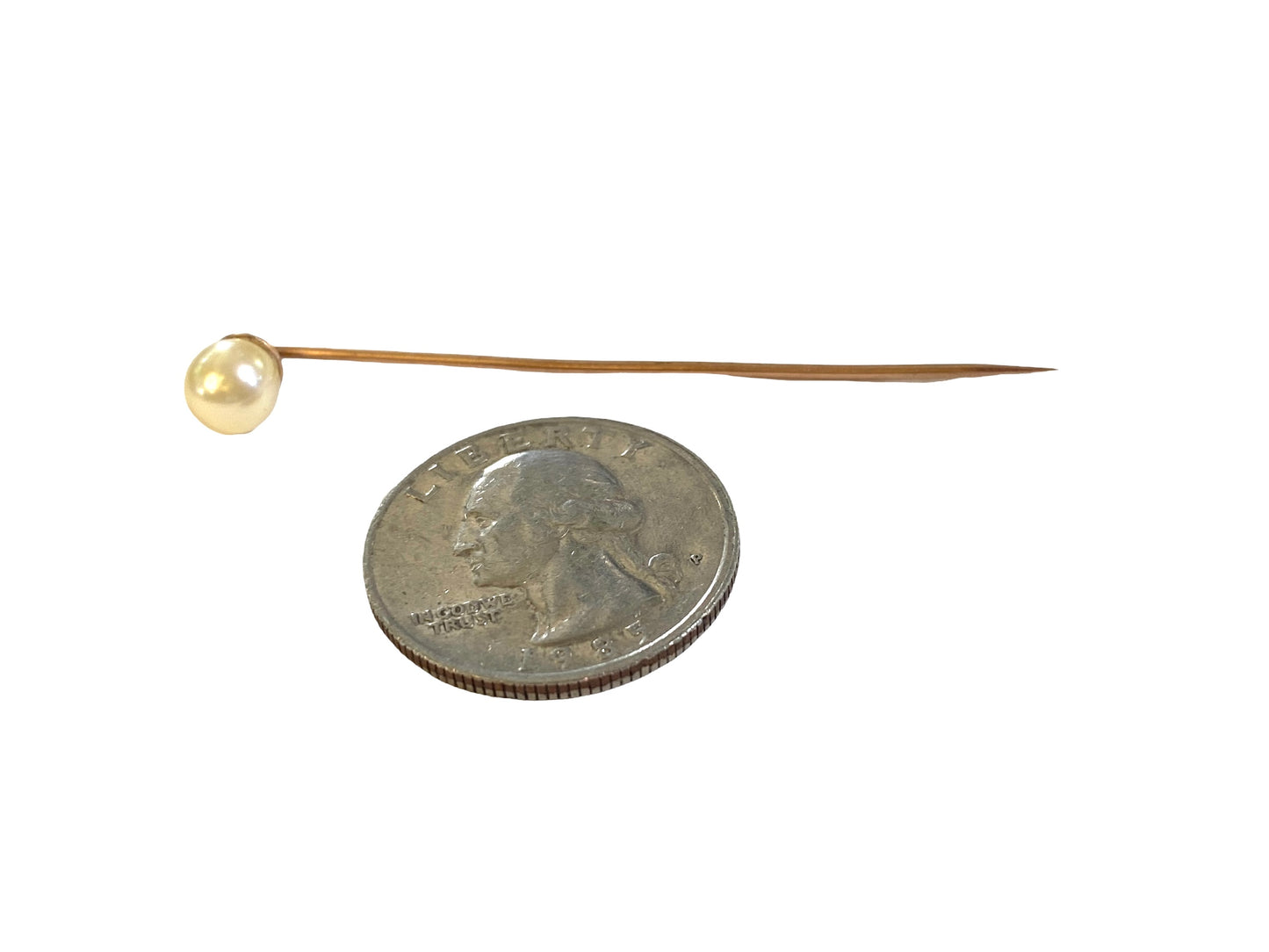 #4537 18k Gold and Pearl Tie or Scarf or Hat Pin