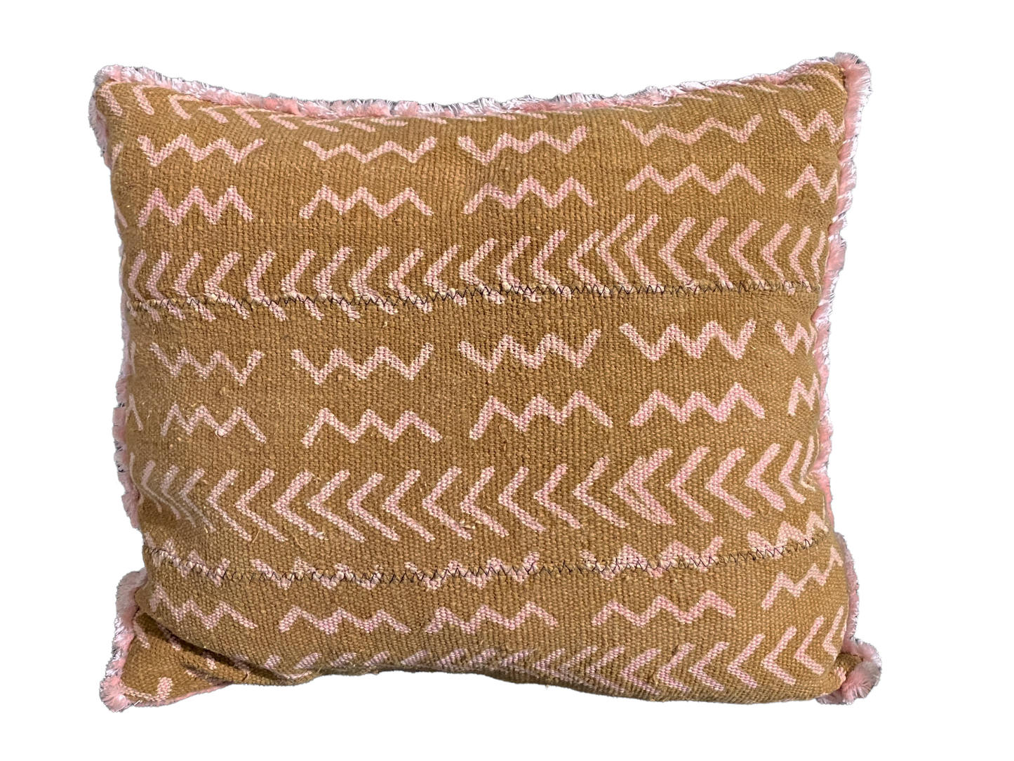 #4806 Contemporary Brown & Pink Pillow Made from Vintage Bogolan African Mali Mud Cloth