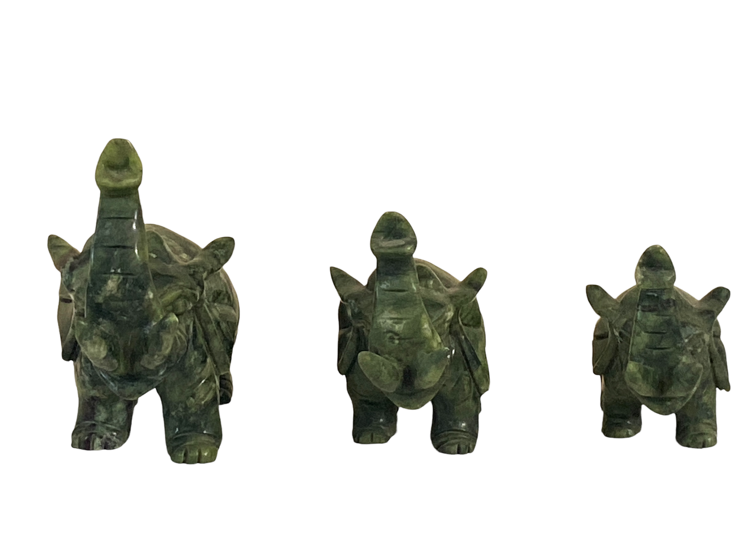 #4831 Chinoiserie Soap Stone Jade Color Set of Three Elephants