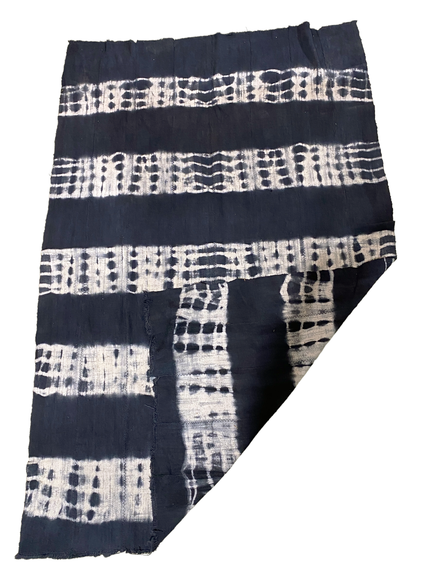 #5201 African Bogolan Textile Mud Cloth Gray & White 65" H