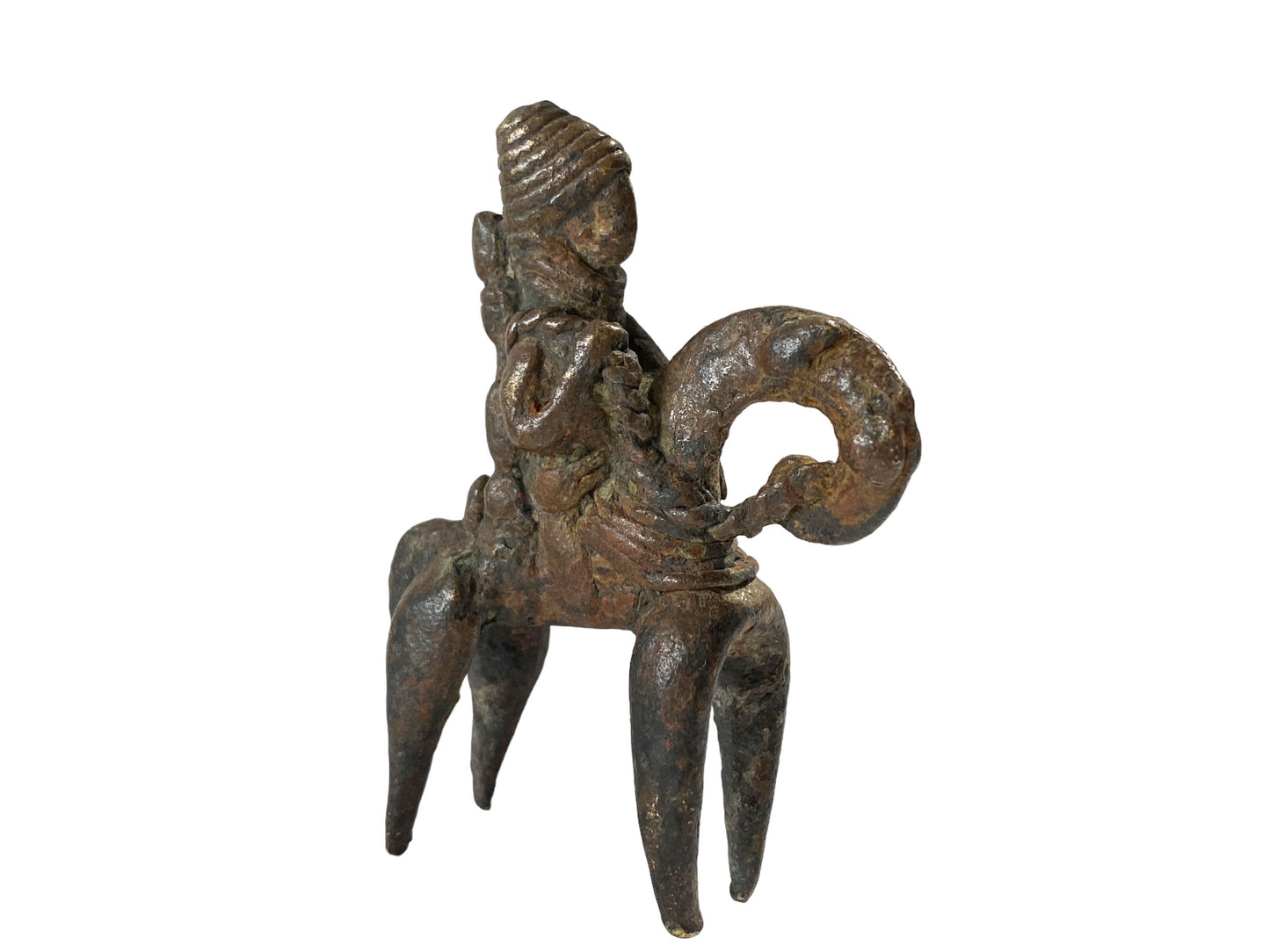 #5347 African Dogon Bronze Horseman Gold Weight Mali 2.75" H
