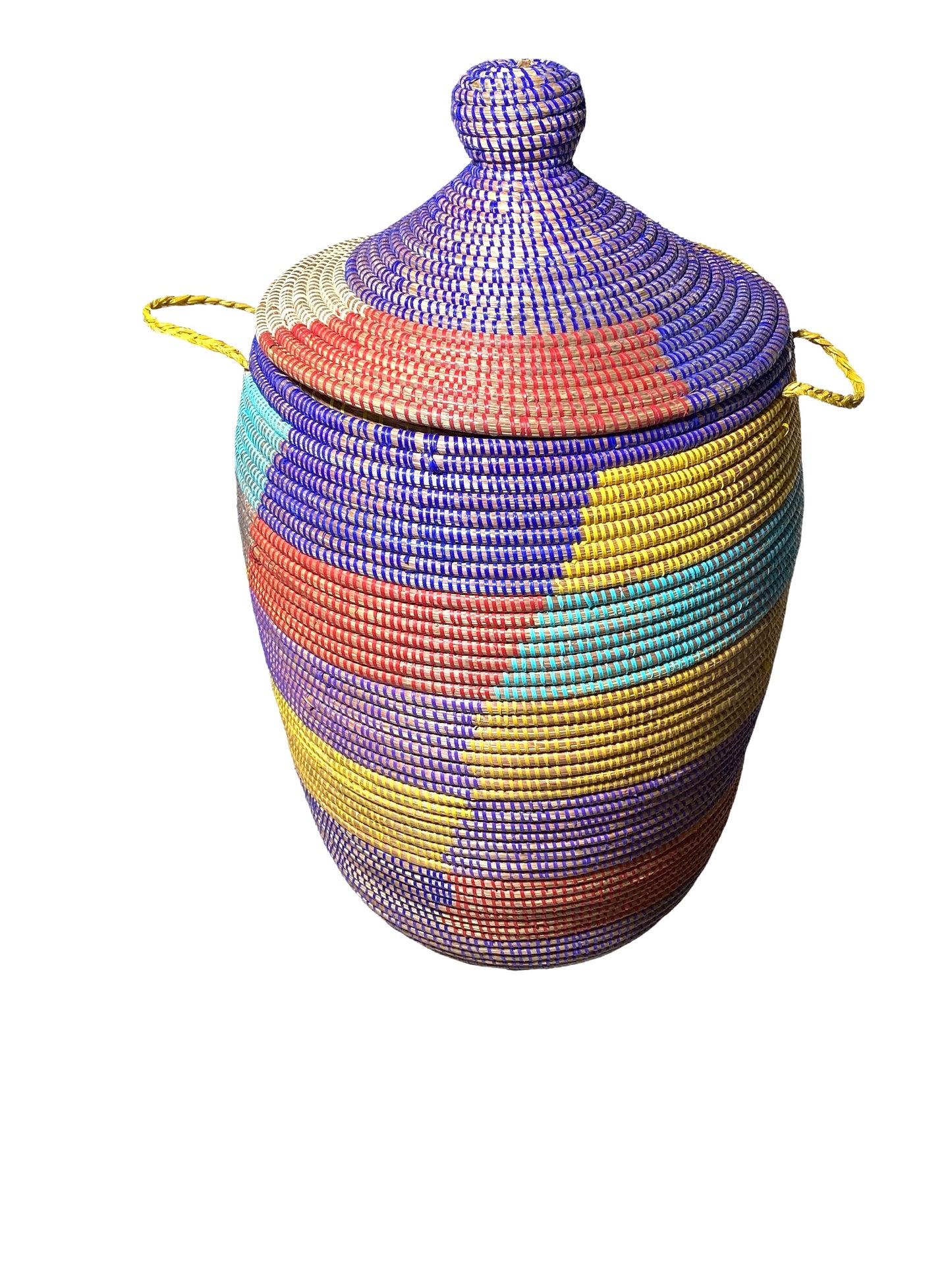 #4584 Lg  Basket with Lid Senegal West Africa 28" H