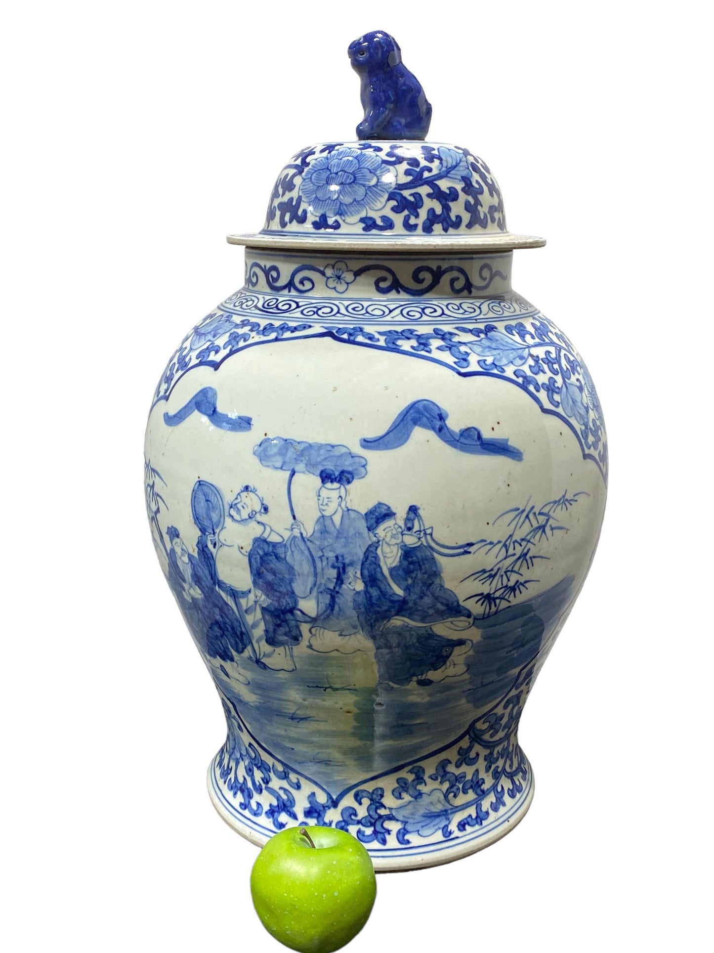#5408  Chinoiserie  LG Blue and White Porcelain Ginger Jar 23" H