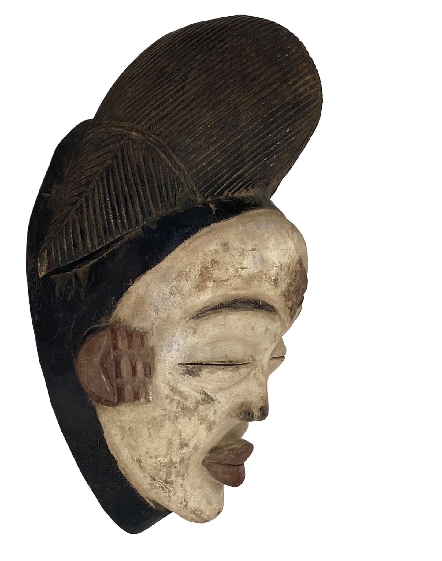 #5420 African Okuyi Helmet mask - PUNU tribe - Gabon 13.5" H