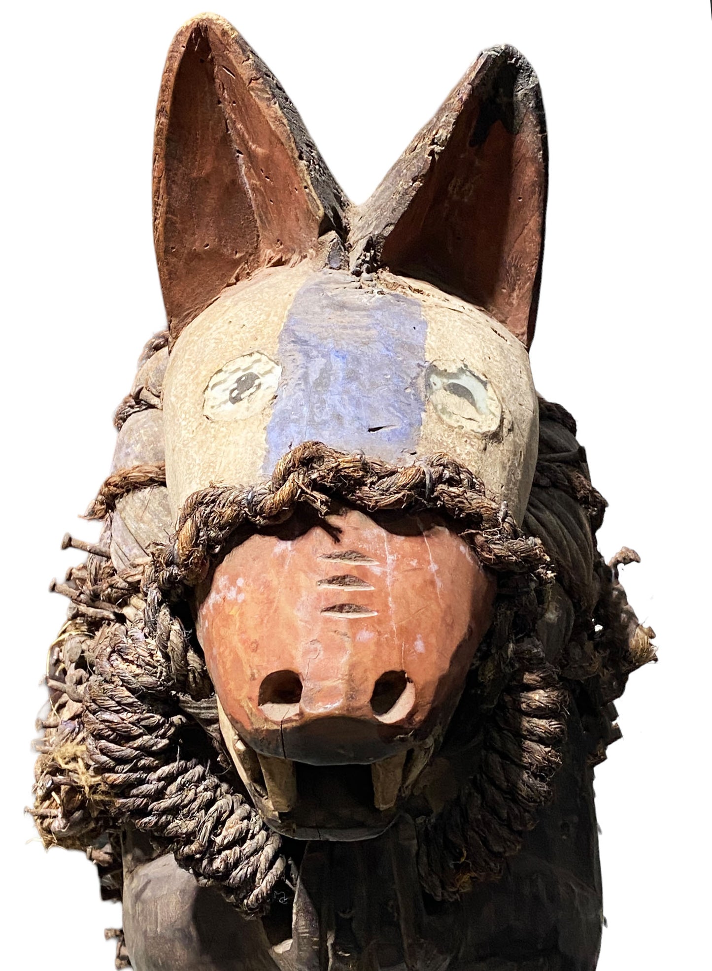 #5467  Superb Large Vintage Nkisi Fetish Power Hyena Figure Congo 36" H