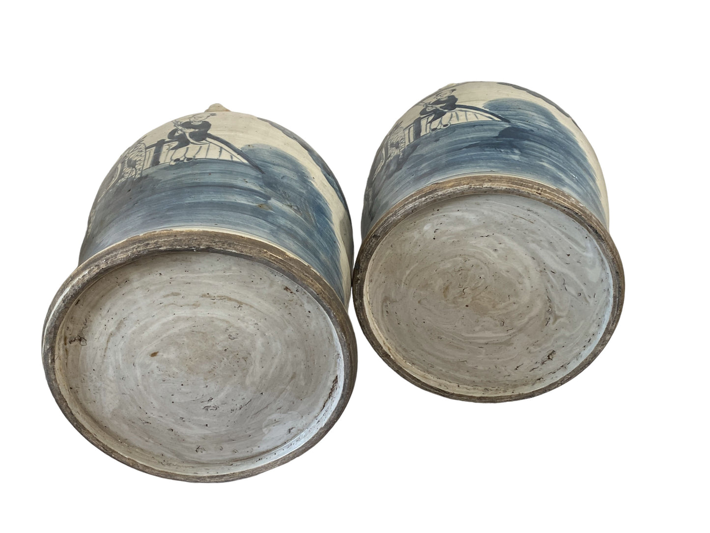#207 Porcelain Lidded Blue & White Chinoiserie Ginger Jars - a Pair 18.5" H