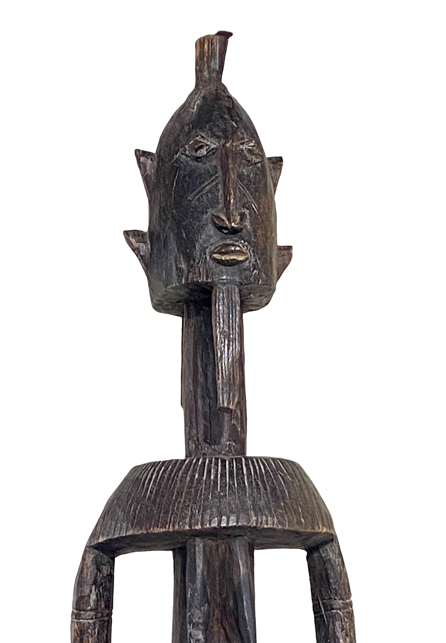 #4523  Old Dogon Standing Female Figure Mali African 43" H on Custom Stand