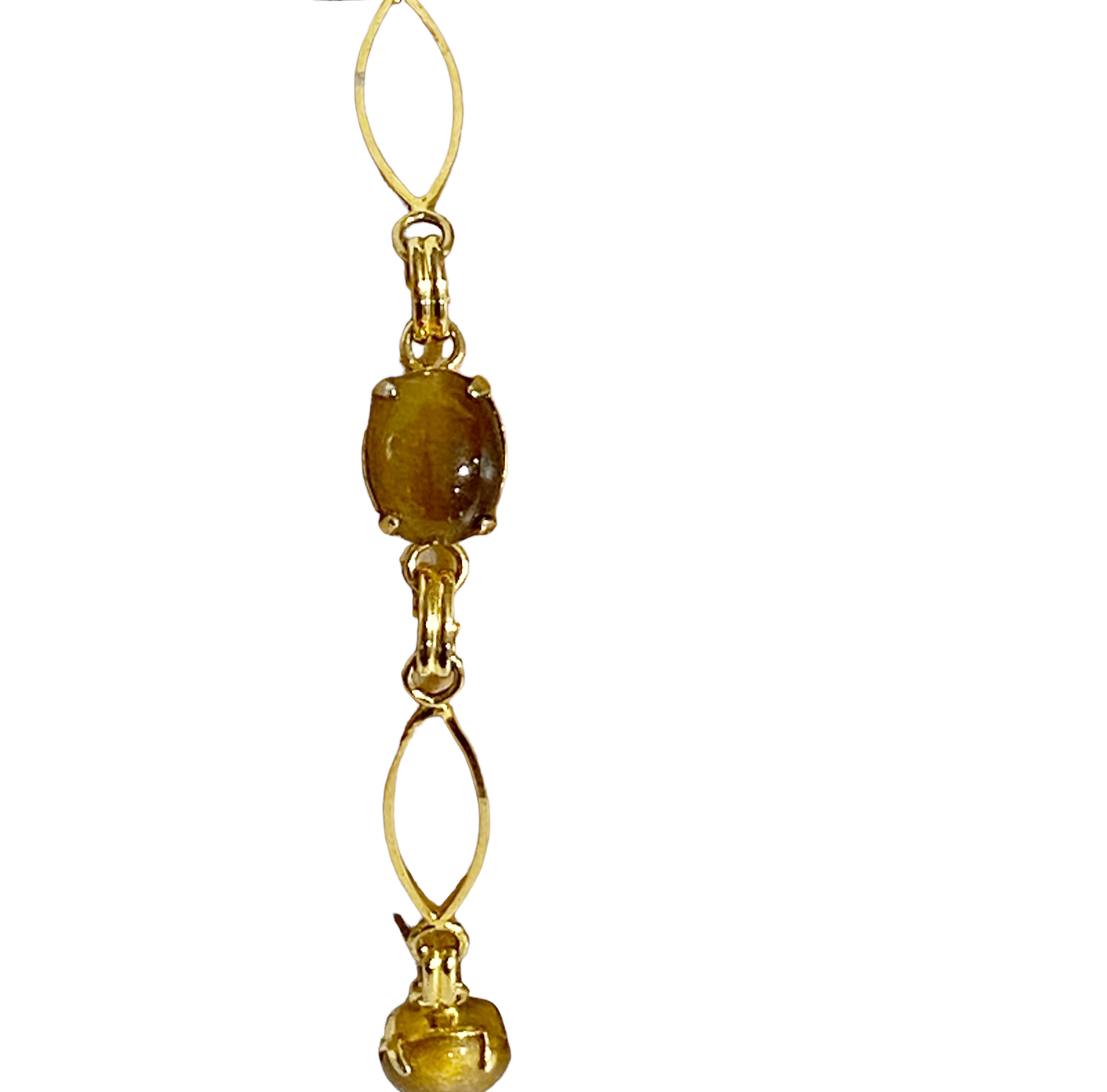 #5045 Vintage 12K Gold Filled Hallmarked Oval Shape Tiger's Eye Stones Bracelet