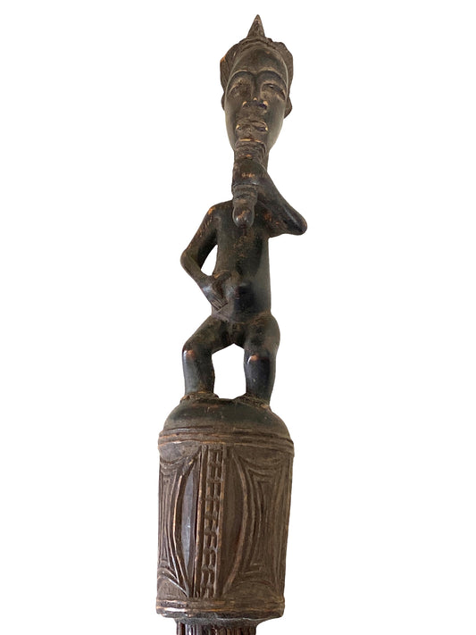 #3273 Vintage African Baule Broom With Female Figure 29" H