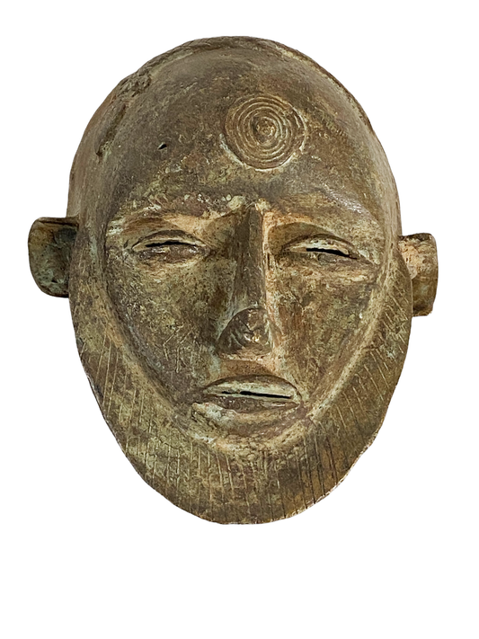 #4182 Rare African Dogon Bronze Mask Mali 6.75" h
