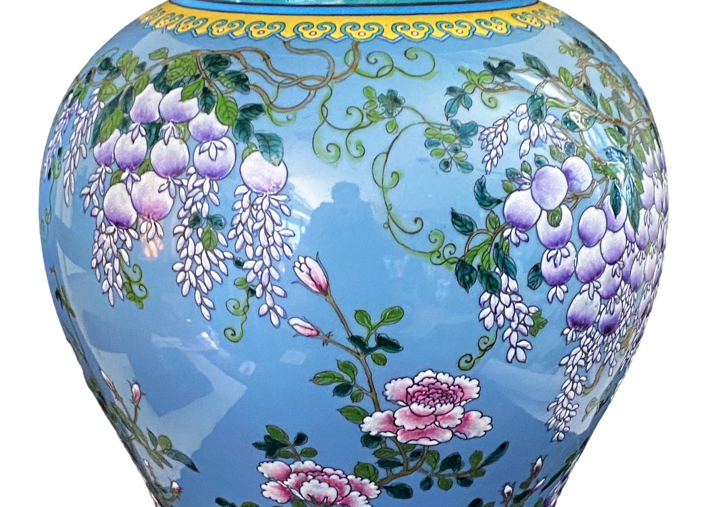 #3206 Large Chinoiserie Famille Rose Ginger Jar 23.5" H