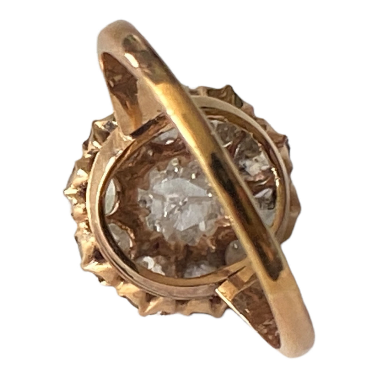 #4867 Superb Old 14K Yellow Gold Rose Cut Diamond Ring size 5 3/8