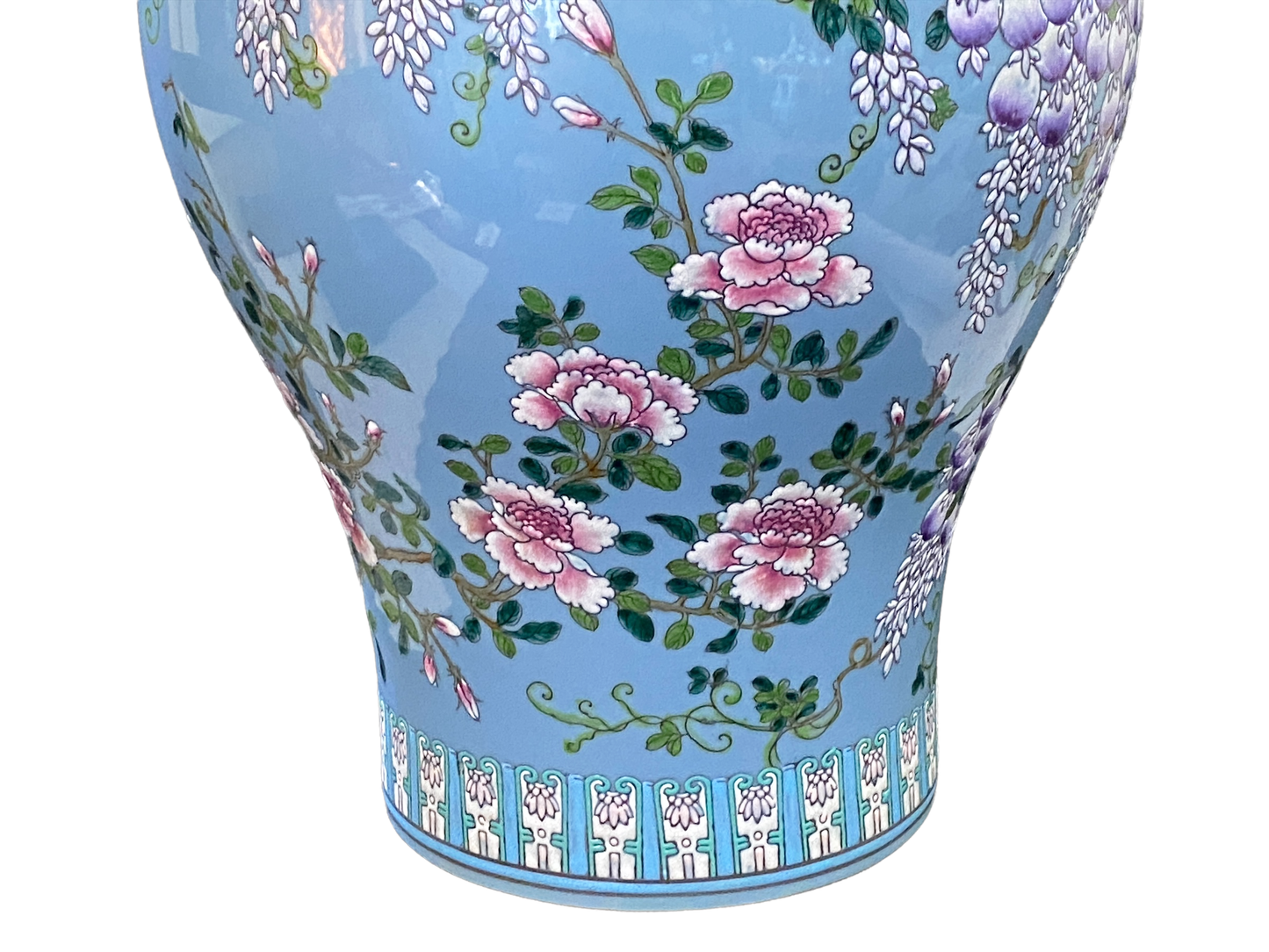 #3206 Large Chinoiserie Famille Rose Ginger Jar 23.5" H