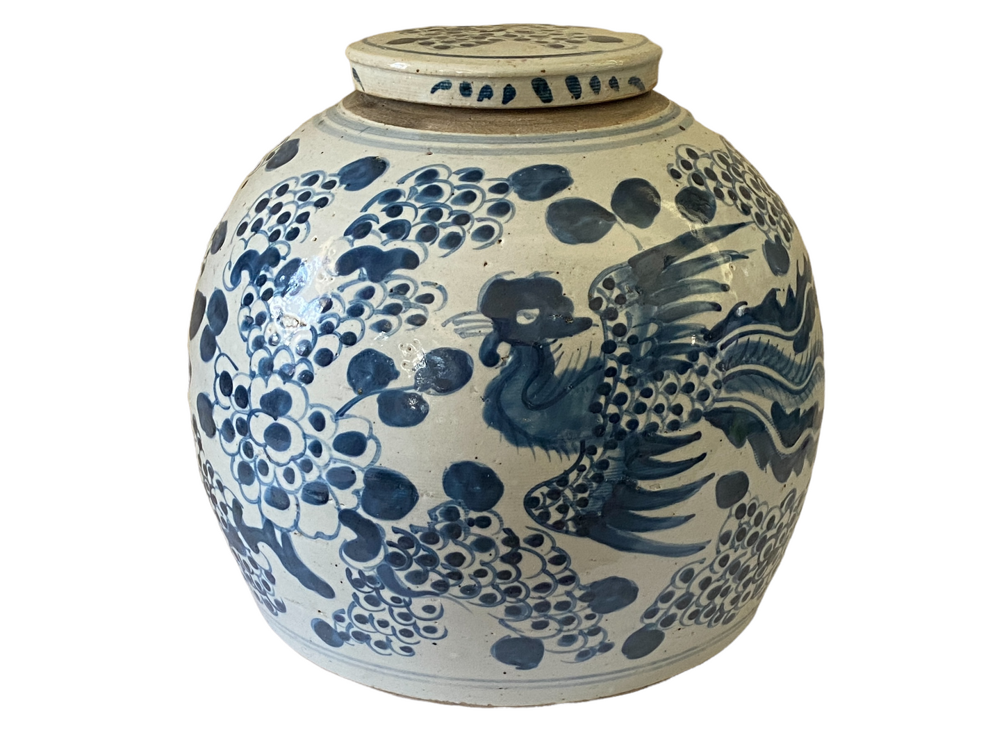 #3791 Chinoiserie Blue & White Porcelain Ginger Jar 11" H