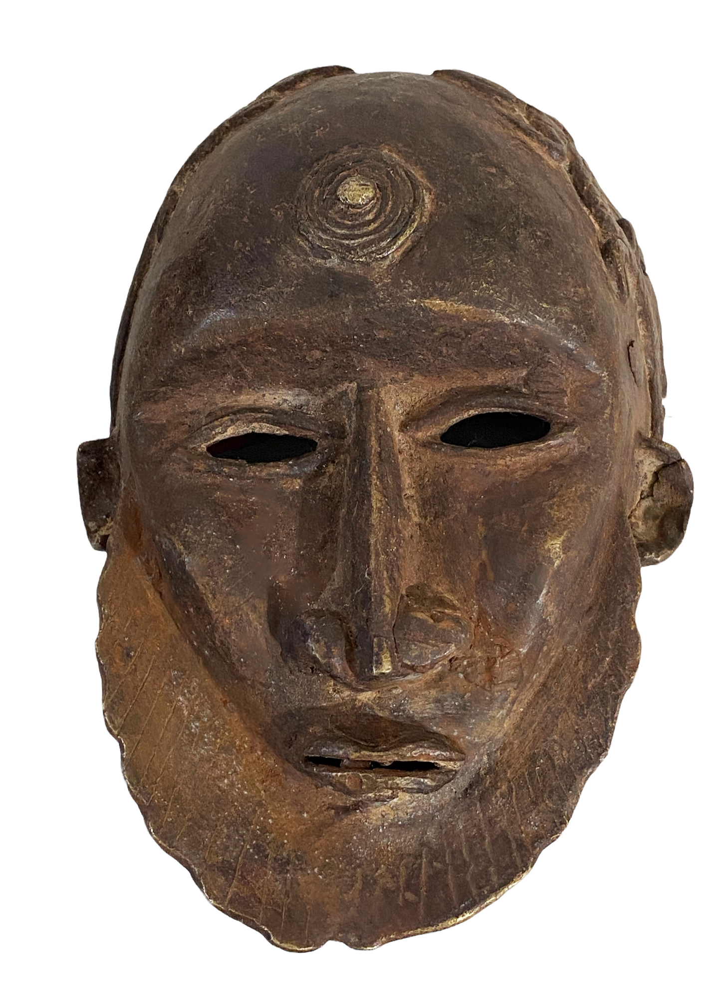 # 4180 Rare African Dogon Bronze Mask Mali 6.5" H